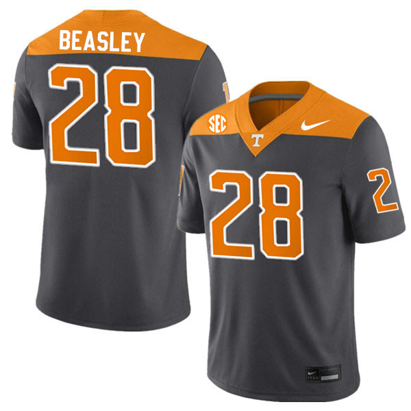 Men #28 Kaleb Beasley Tennessee Volunteers College Football Jerseys Stitched-Anthracite